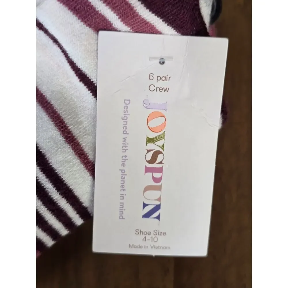 Joyspun Women's Essentials Crew Dress Socks, 6-Pack, Fits Shoe Sizes 4-10